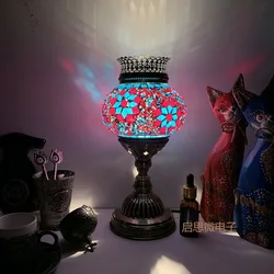 Turkish Mosaic Aroma Table Lamp Vintage Art Deco Handcrafted Lamparas De Mesa Glass Romantic Bed Light Lamparas Con Mosaicos