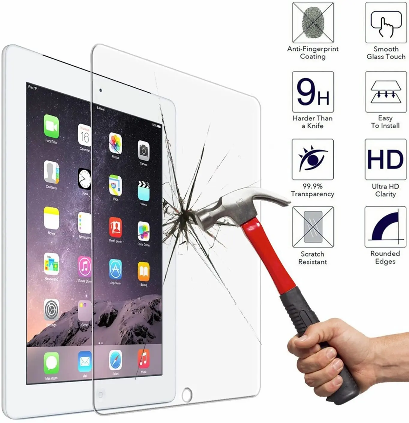 For Apple IPad 2/iPad 3/iPad 4 9.7 Inch - 9H Tablet Screen Protector Protective Film Anti Fingerprint Tempered Glass