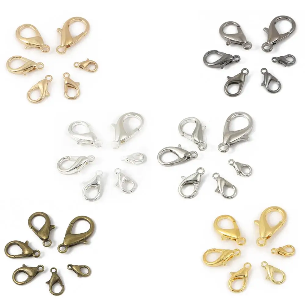 الفضة بندقية الأسود المعادن جراد البحر المشابك خطاف 10/12/14/16/18/21 مللي متر سوار نهاية موصلات لصنع المجوهرات DIY قلادة مشبك #4