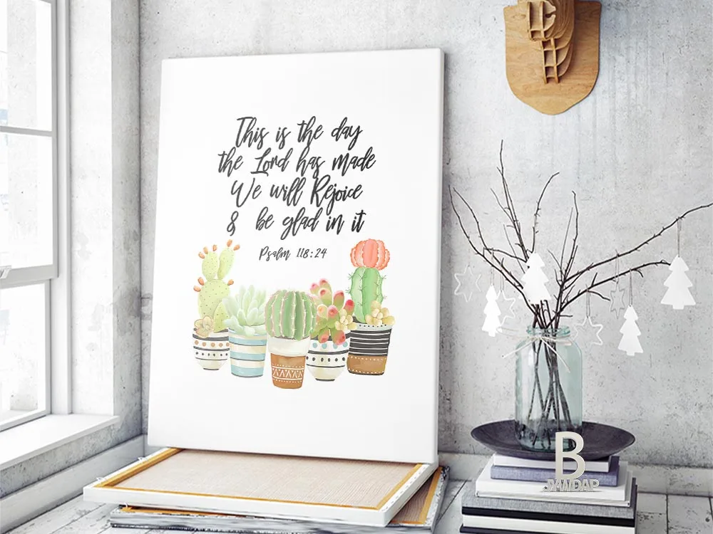 مزمور 118-24 هذا هو اليوم الذي صنع الله، آية الكتاب المقدس جدار الفن، طباعة الكتاب المقدس، الصبار القابل للطباعة، المزامور المقدس، المسيحية د