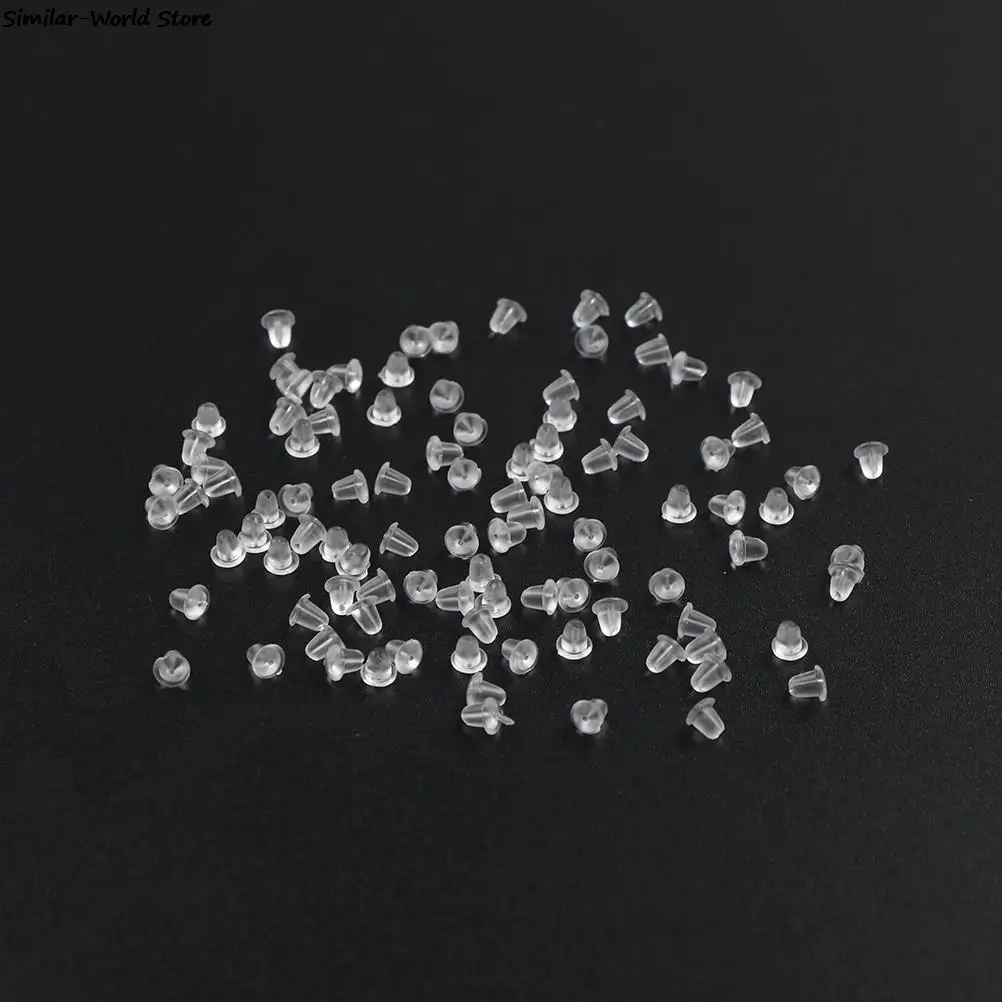 100pcs/lot Clear Soft Silicone Rubber Earring Backs Safety Bullet Stopper Rubber Jewelry Accessories DIY Parts Ear Plugging