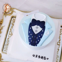 Happy father's day dad cake decoration decorations soft gum blue suit Bow tie birthday dessert cake topper Love Gifts