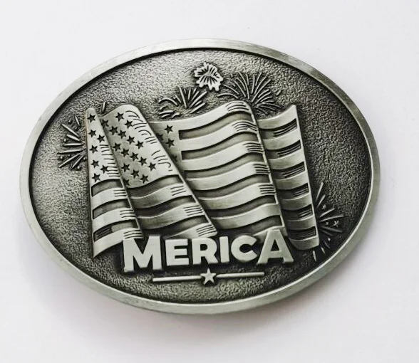 Amercian Flag With Flowers Belt Buckle SW-BY924 suitable for 4cm wideth snap on belt with continous stock