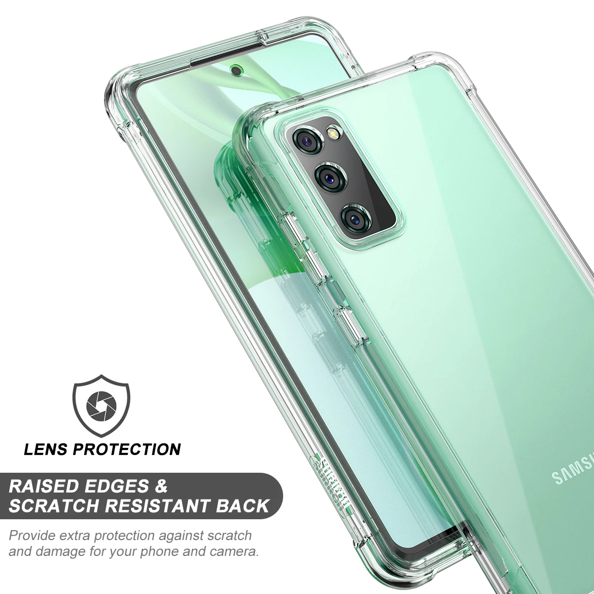 SURITCH 360 Full Body Protective Hard Shell+Soft TPU Bumper Shockproof Rugged Cover  Clear Case for Samsung S20 FE Back Cover