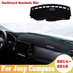Car Dashboard Avoid Light Pad Instrument Platform Desk Cover Mats Carpets Cover For Jeep Compass 2017 2018 2019 2020 Accessories
