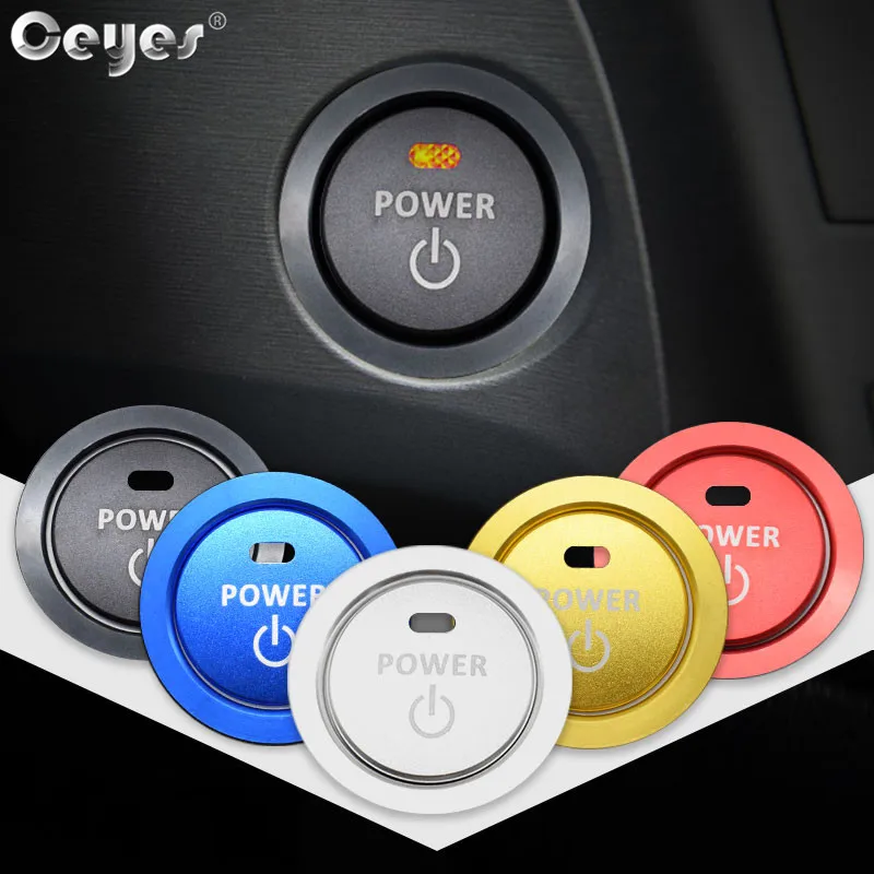 Ceyes Car Accessories For Toyota Camry Corolla CHR Rav4 Prius Auto Start Stop Engine Ignition Power Button Ring Covers Stickers