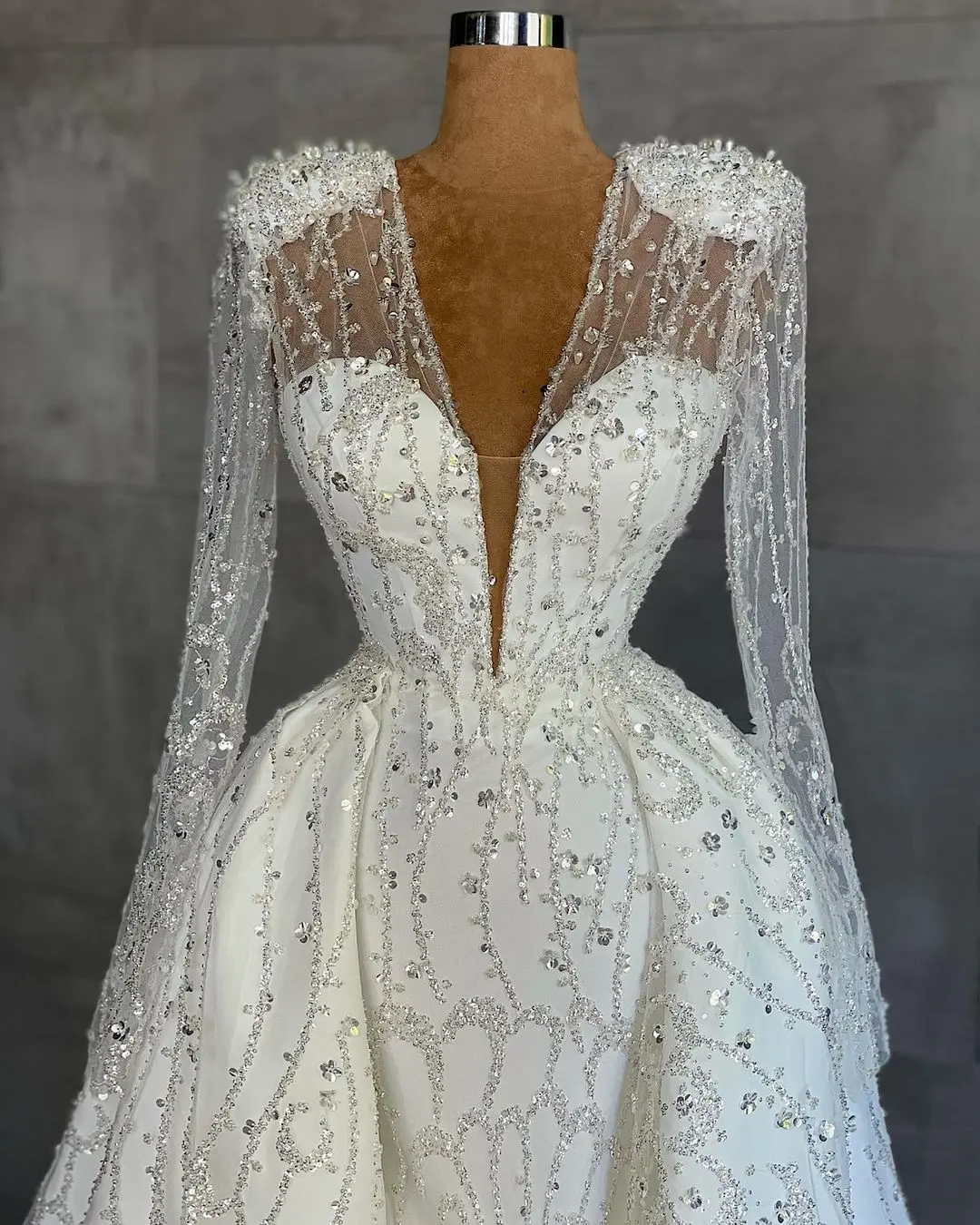 Abiti da sposa a sirena di lusso con treno staccabile abiti da sposa su misura con paillettes in pizzo tromba Vestido de novia