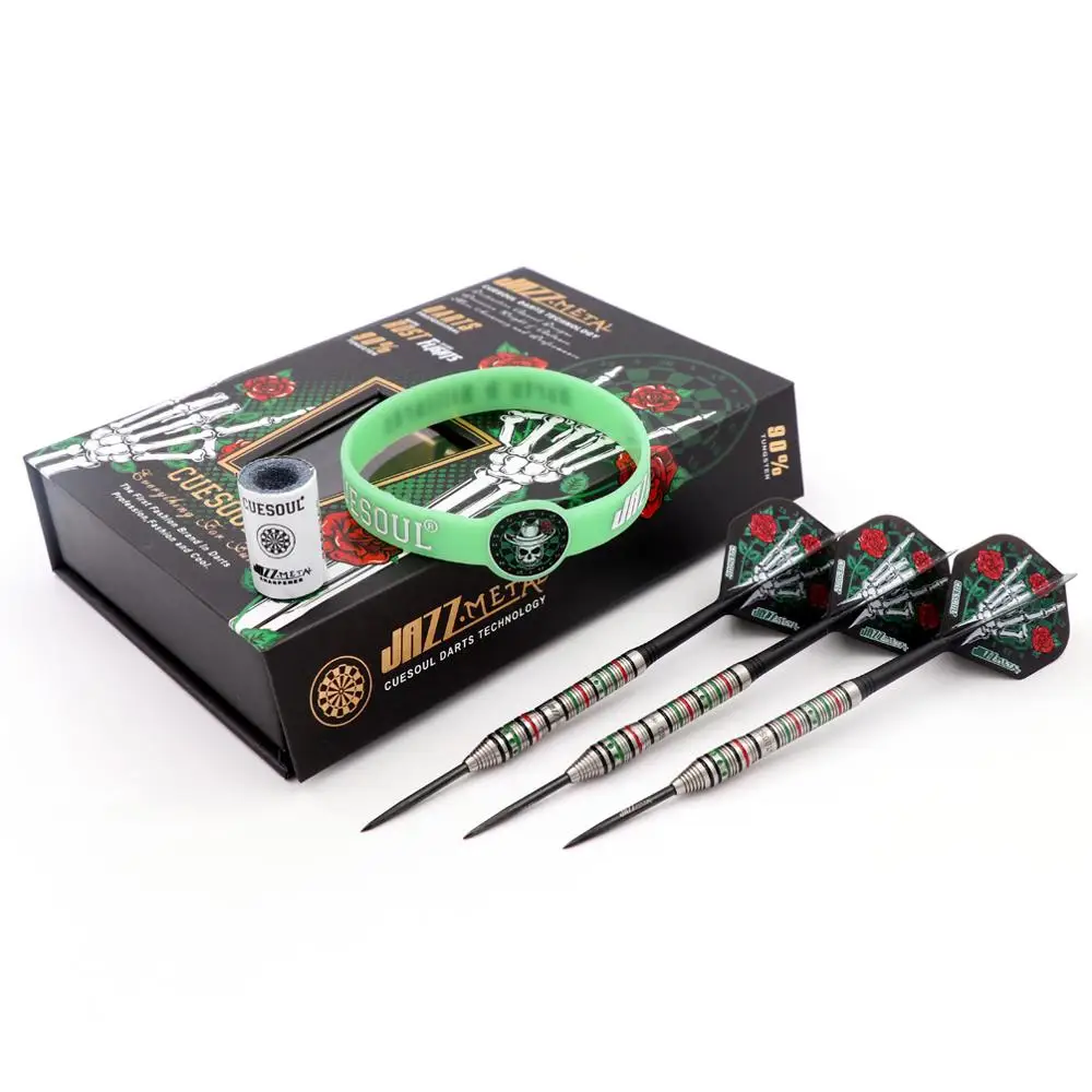 CUESOUL JAZZ-METAL 21/23/25g Steel Tip 90% Tungsten Dart Set with Integrated ROST Dart Flights and Wristband