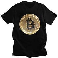 Gold Bitcoin T Shirt Men Short Sleeve Cotton T-shirts Cryptocurrency Crypto Currency Geek Tee Tops Novelty Tshirts Gift Idea