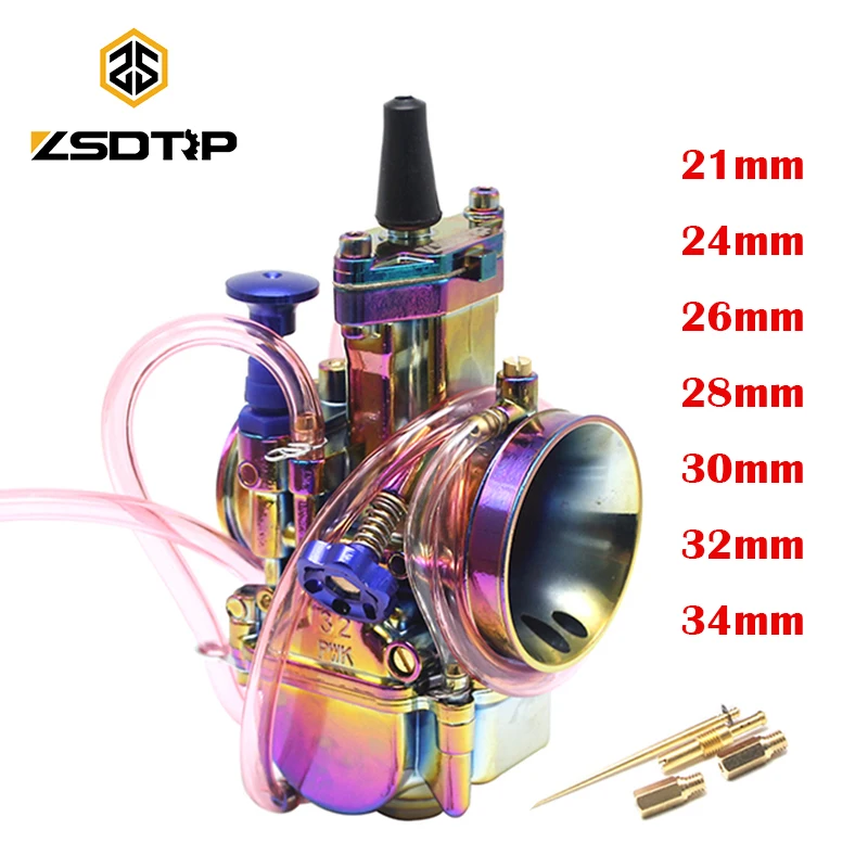 ZSDTRP Colorful PWK Carburetor Motorcycle 2/4T Engine Scooters Dirt Bike ATV 28 30 32 34mm with Power Jet Racing Motor For 250CC