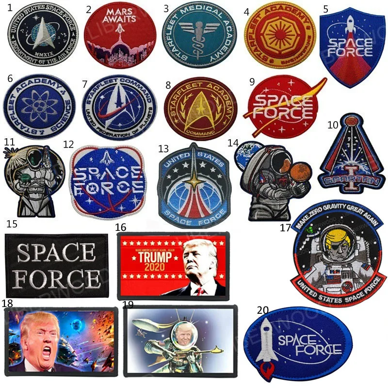 United States Stars Embroidery Patches Donald Trump Space Force Space Explore Travel Badge Military Tactical USSF Patch