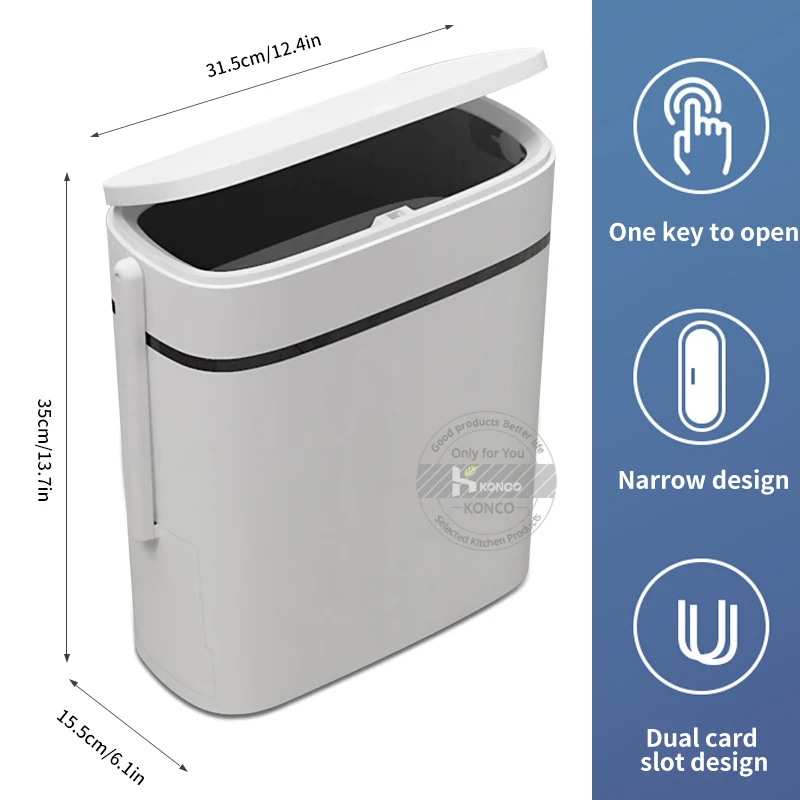 Konco Trash Can and Toilet Brush Set,Trash Cans Toilet Brush Garbage Bucket and Toilet Brush with Holder Set for Bathroom