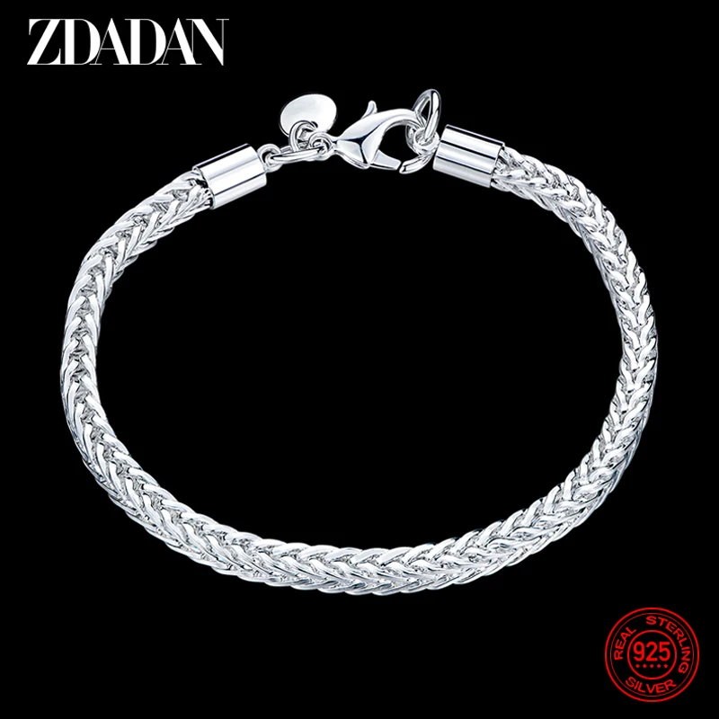 ZDADAN 925 Sterling Silver 4MM Snake Bone Chain Bracelet For Women Fashion Wedding Jewelry Gift