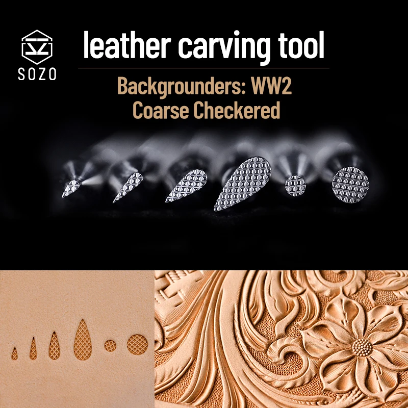 SOZO WW2 Lather Work Carving Tool Backgrounders Mesh Coarse Checkered DIY Handmade Stamping-Print 304 Stainless Steel