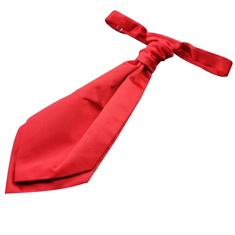 Free Shipping Ikepeibao Boy's Poly Satin Solid Red Ascots Cravats Kid's Neckties Pre-Tied