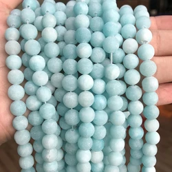 6/8/10mm Frosted Blue River Amazonite matte beads natural stones Round loose beads for jewelry making bracelet necklace diy