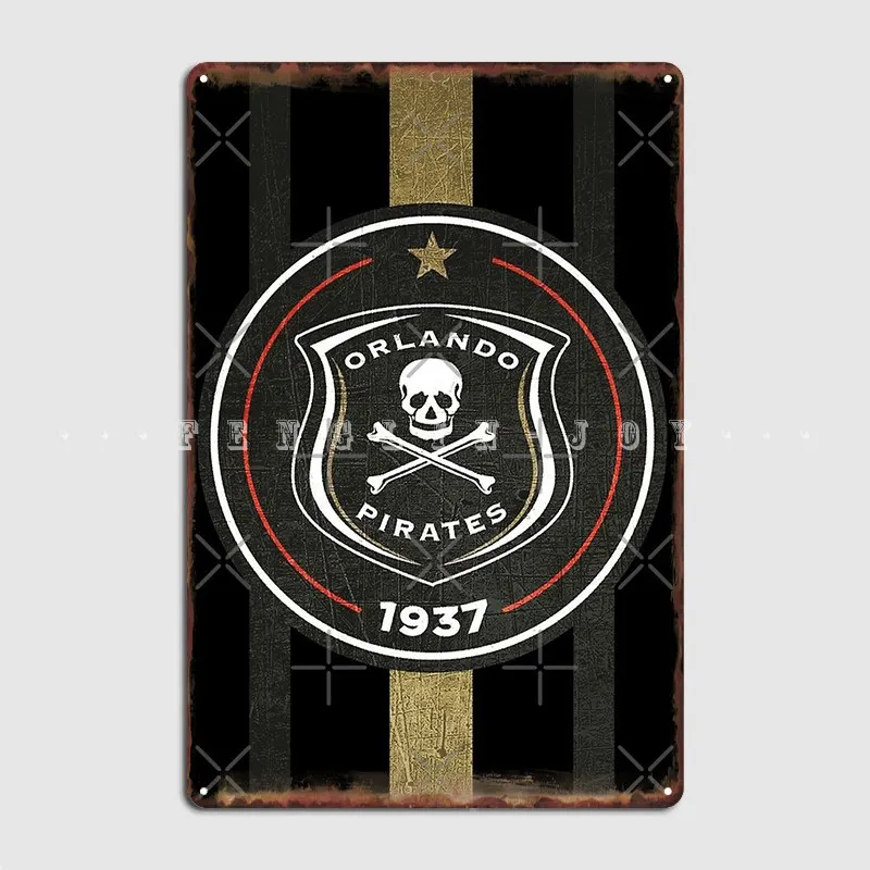 Cartel de placa de Metal para fanáticos de los dibujos animados de Orlando Pirates, Ultras Hooligans, Sudáfrica, Bar, Club, pintura, decoración, cartel de estaño
