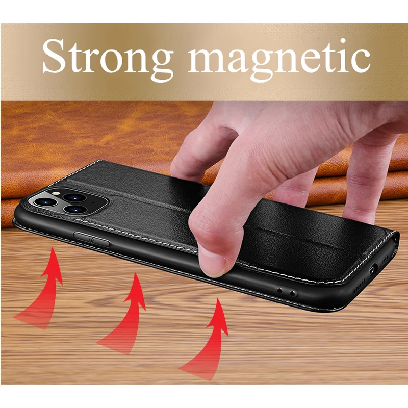 Smart View Window Flip Case for iPhone 16 15 14 13 12 11 Pro Max XR XS Plus Case Magnet Genuine Leather Free Answer Holder Cover