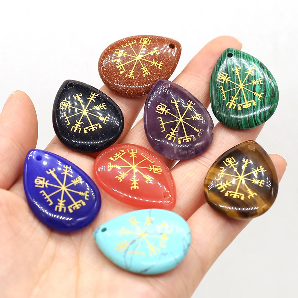 Natural Stones Gems Drop-shaped Bead Reiki Heal Handmade Crafts DIY Necklace Bracelet Jewelry Accessories Gift Making 32x25mm