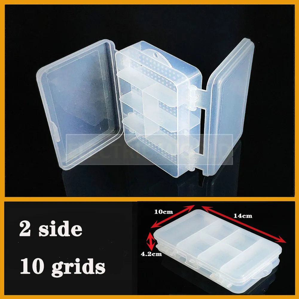 Container Plastic Box 2 sides 10 grids strage box Organizer Practical ajustable Compartment Jewelry Earring Screw Holder case