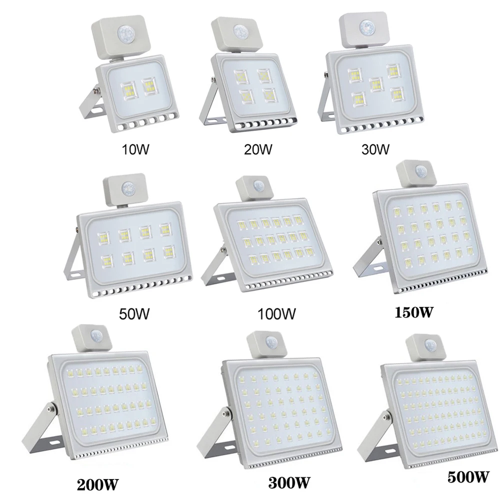 

LED Flood Light 10W 30W 50W 100W 150W 500W PIR Motion Sensor Led Spotlight 220V Waterproof Led Refletor for Garden Wall Lamp