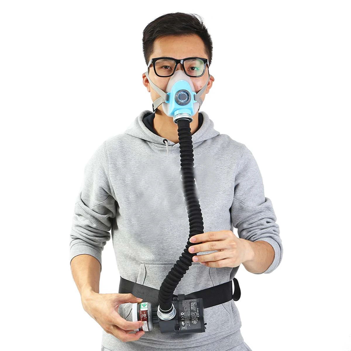 8 in 1 Portable Air Supply Respirator Electric Air Supply System Anti-Gas Mask Coal Industry Dust-Proof Half Mask