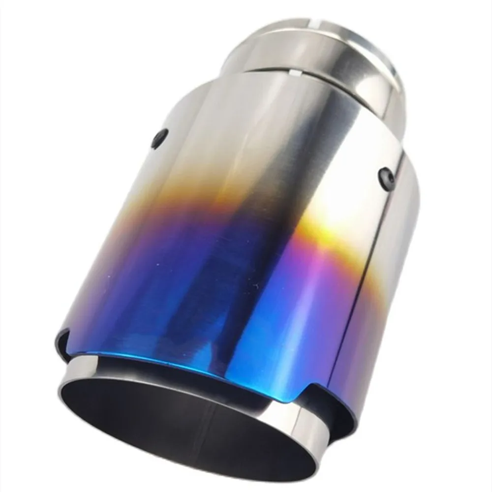 1 Piece Car Universal Stainless Steel Exhaust Tip Burnt Blue Color End Pipe for BMW BENZ Audi VW Golf Parts