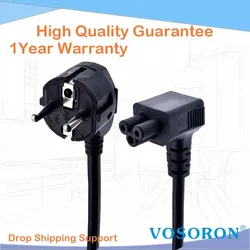 European 2 Pin Male to IEC 3 Pin Female ,Schuko to IEC C5 Angled 90 Degree AC Power Cord EU Adapter Extension Lead Cable 1.5m