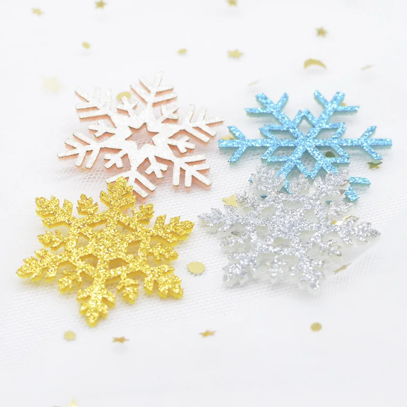 20Pcs/lot Glitter Snowflake Padded Appliques for DIY Christmas Tree Hat Glass Windows Walls Stick-on Supplies Decor Patches H73