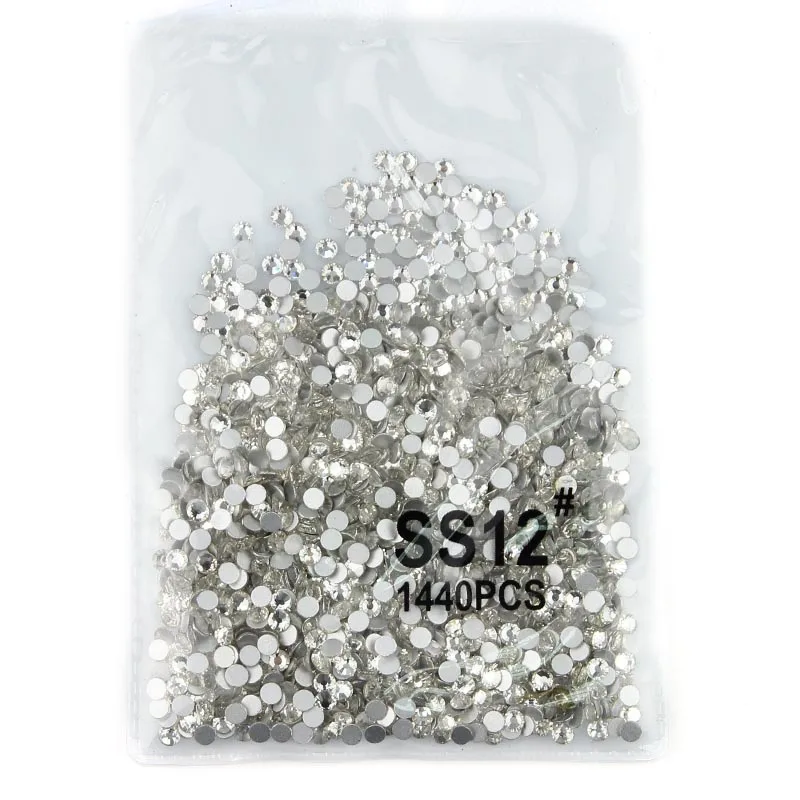 SS3-SS40(1.3mm-8.4mm) AAAAA Non Hotfix flatback Rhinestones glass crystal AB clear rhinestone for Nails 3D nail art decoration