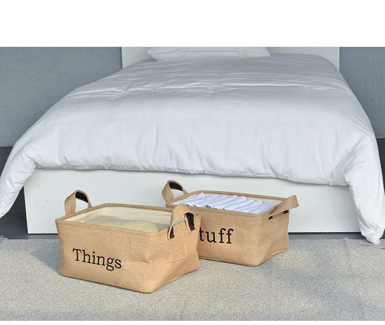 

Ins Nordic Jute Thick Cloth Storage Box Basket Fashion Cotton Linen Storage Bag Clothing Foldable Debris Japanese Portable