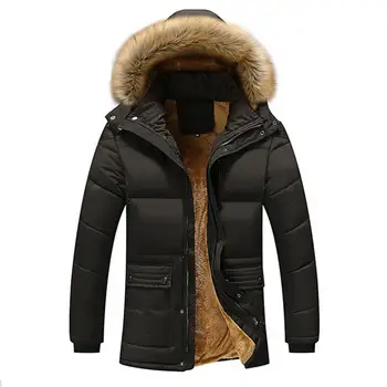 Parka con cappuccio invernale uomo giacca imbottita cappello staccabile fodera in pile piumino uomo cappotto con cappuccio erkek ux куртка мужская