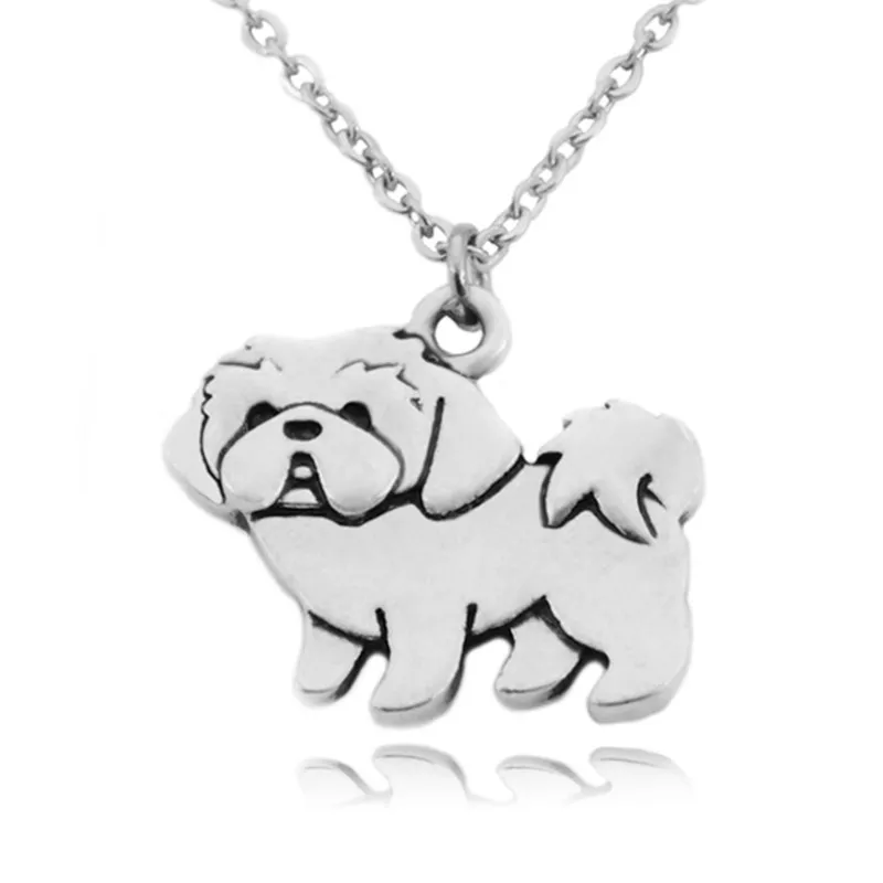 Vintage Silver Color Shih Tzu Pendant Dog Necklace Men Stainless Steel Long Chains Couple Necklaces For Women Girls Jewelry Gift