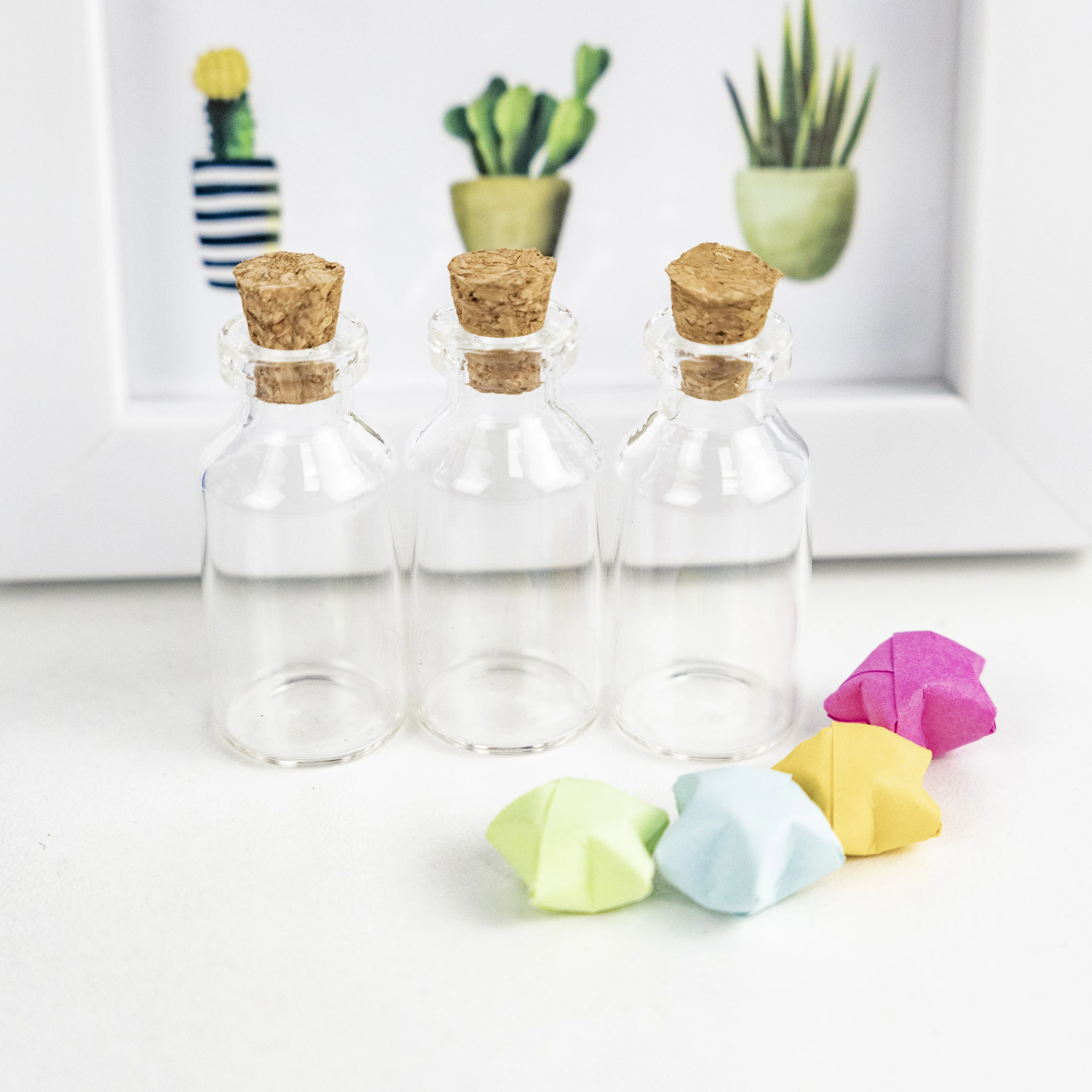 5ml Cute Compact Glass Pendants Mini Bottles With Cork Empty Small Perfume Wishing Vials Decoration Crafts Jars 100Pcs