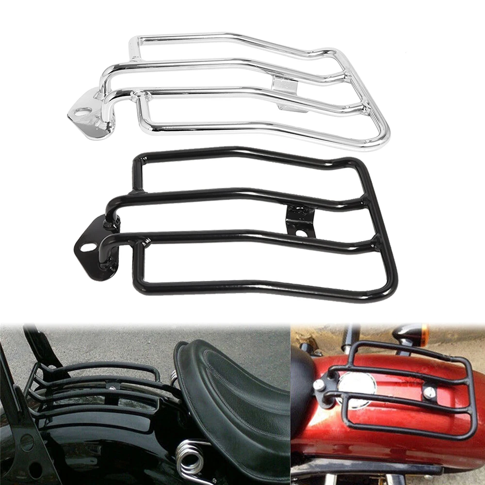 Motorcycle Black / Chrome Rear Solo Seat Luggage Rack Carrier Support Shelf For Honda Shadow Aero 750 2003 2004 Harley Sportster