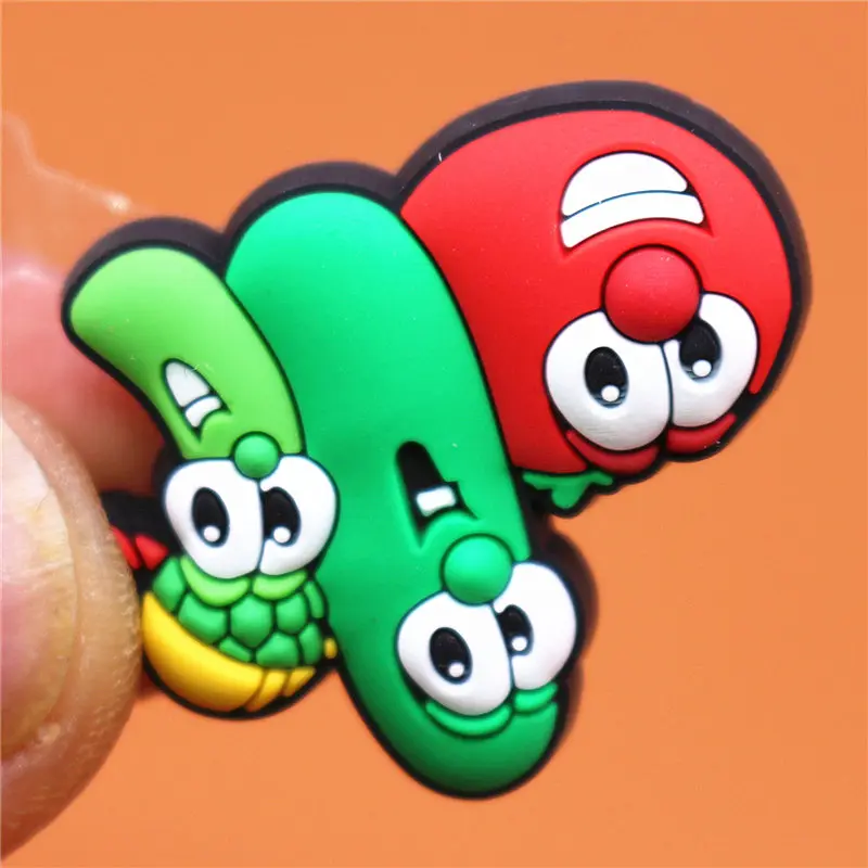 1pcs Fun Cartoon Potato Tomato Balsam Pear PVC Buckle Shoe Accessories Upper Decorations Charms Shoes fit Bracelet Kids Gifts