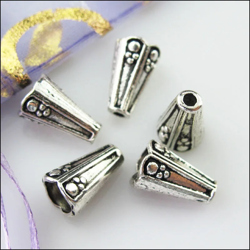 25 New Connectors Cone Speaker Tibetan Silver End Bead Caps 8mm