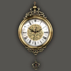 American European style living room clock swing wall watch retro silent sweep second clock quartz clock wall clock