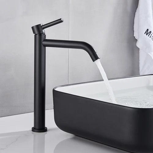 Imagen 2 del producto Grifo de lavabo negro, grifo mezclador de agua para lavabo de baño, grifo de lavabo de agua fría y caliente, grifo de baño, grifo de oro cepillado