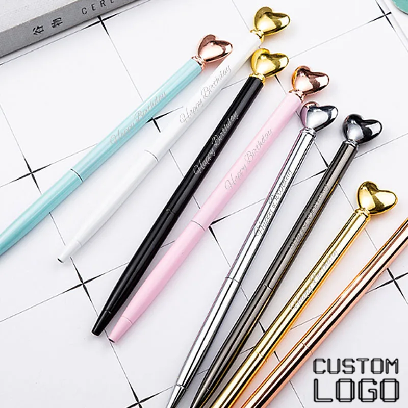 

Love Shape Simple Metal Ballpoint Pen New Business Advertising Custom LOGO Ballpoint Pens Student Creative Fashion Gift Pen