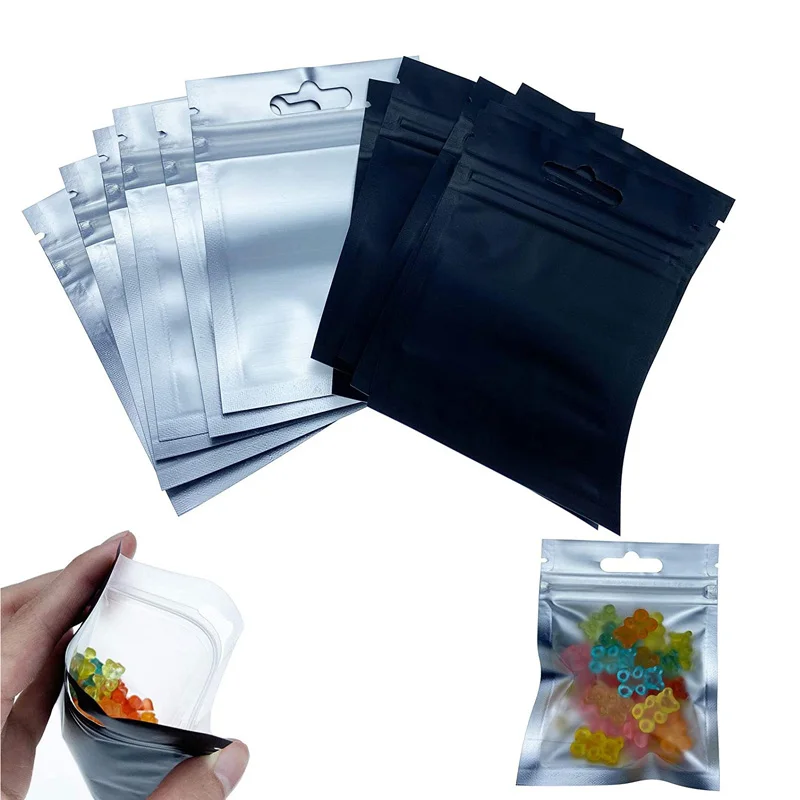 

1000Pcs/Lot Resealable Black Clear Ziplock Mylar Bags Smell Proof Pouch Aluminum Foil Zip Lock Bulk Food Storage Bag