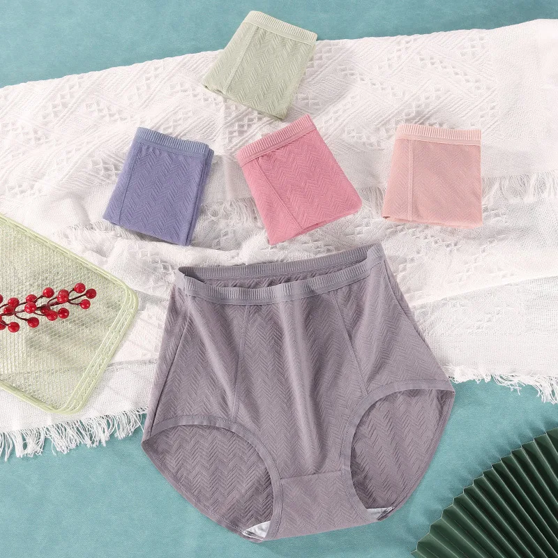 5pcs High-waisted underwear women's large cotton antibacterial file comfortable underwear women  panties briefs 5xl 6xl