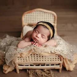 Newborn Photography Props 165x50cm Star River Bronzing Mesh Wrap Blanket Bow Headdress Baby Photo Background Flokati Accessories