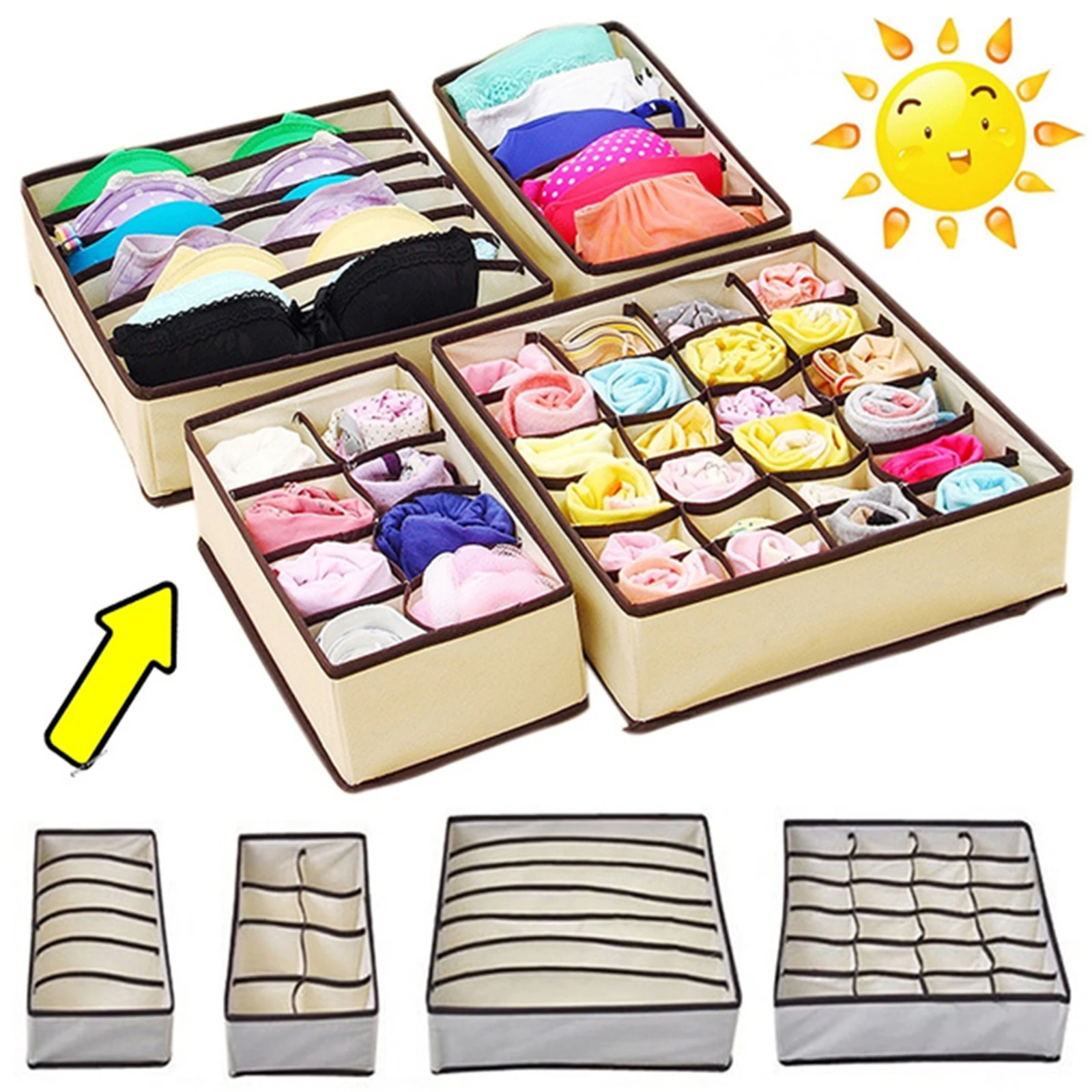 Underwear Bra Organizer Multi-size Foldable Storage Boxes Closet Drawer Divider Clothes Socks Box Organizer Home Organization