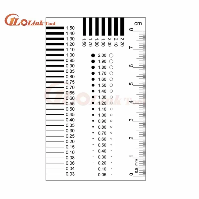 Point Line Gauge Film Soft Ruler Area Stain Comparison Card Highly Transparent PET Ruler for Factory QC Benchmark Test