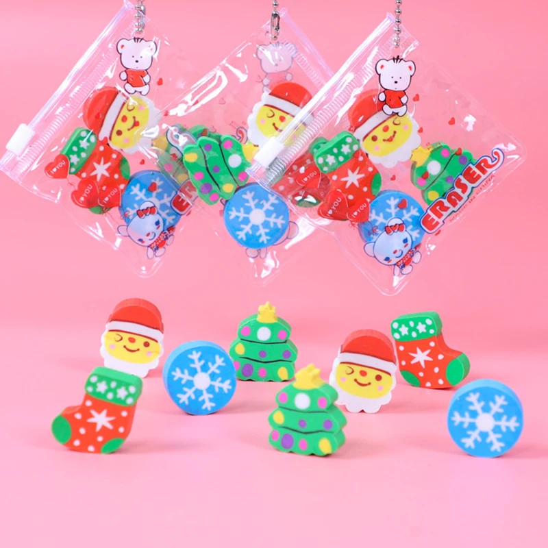 Zipper Bag Bottled Christmas Eraser Student Prize Stationery Christmas Gifts Student Prize Rubber Dinosaur Watch Eraser