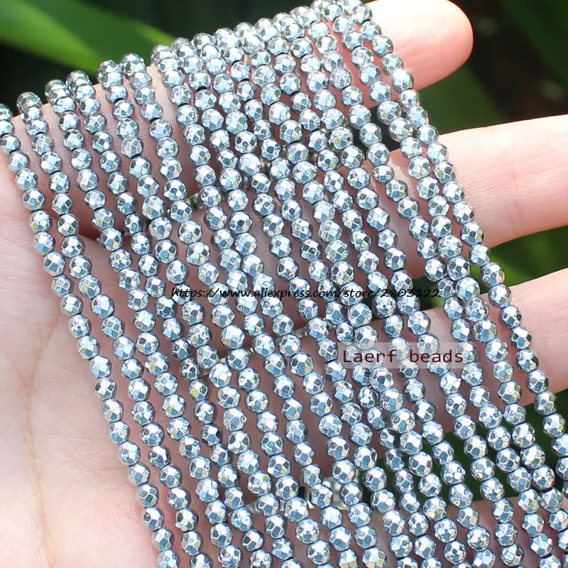 Faceted Natural Hematite Silver Color 2-12mm Round Loose beads,For DIY Jewelry Making !We provide mixed wholesale for all items!