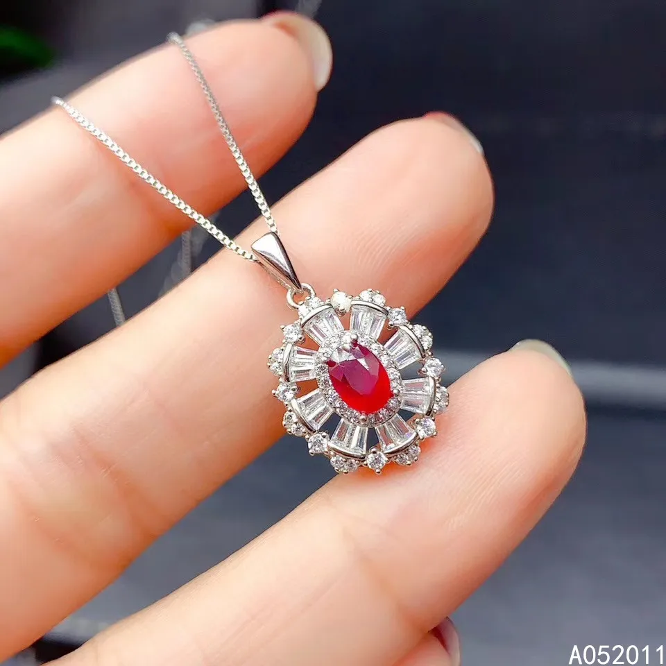 

KJJEAXCMY Fine Jewelry Natural Ruby 925 Sterling Silver Trendy Girl Gemstone Pendant Necklace Chain Support Test Hot Selling