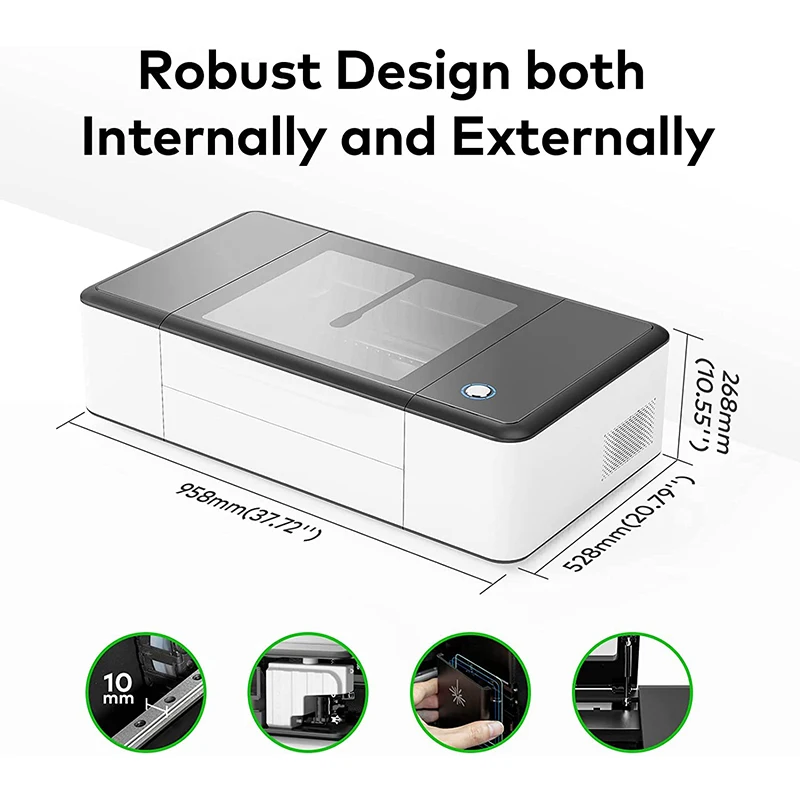 40W 3D  Smart Laser Printer ,Desktop Wood Printer with Rotary, CO2 Engraver Cutter for Wood, Leather,  Paper, Fabric & DIY