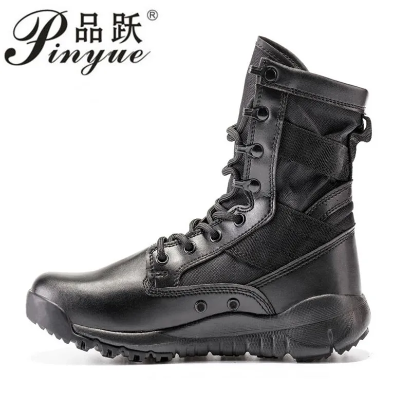 men black Hiking camping boots Training shoes\'leather waterproof desert boots men\'s shoes hiking shoes